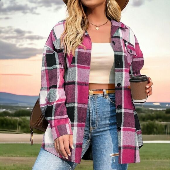 PLUS SIZE Women's Warm (Oversized) Multi Color Flannel Shacket Jacket. SIZE 20W - Picture 9 of 15